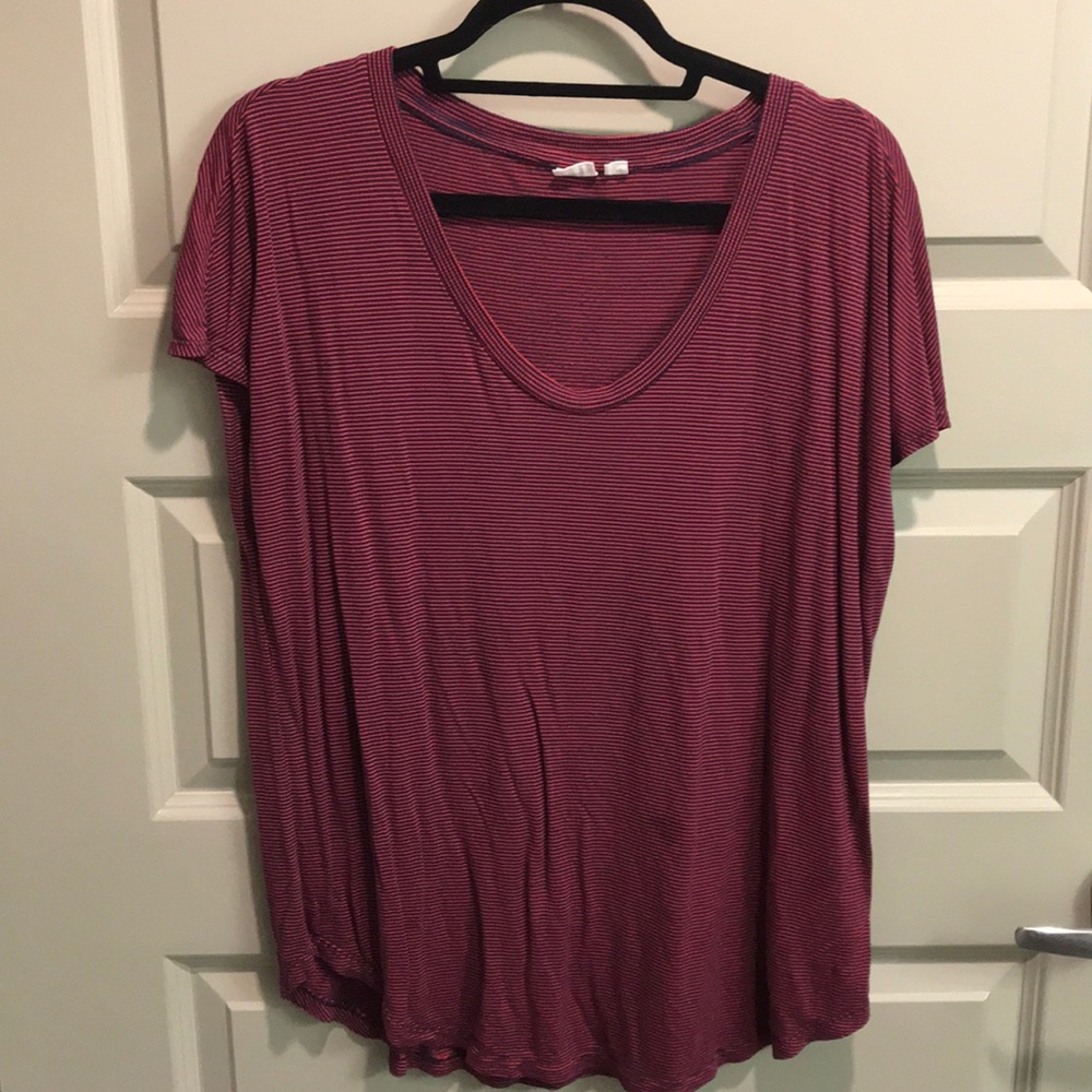 Navy & Red stripped top
